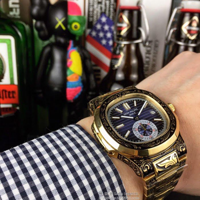 百達翡麗PATEK PHILPPE 鸚鵡螺系列 全自動機械機芯 精鋼雕花錶帶 男士腕表  wssb4277